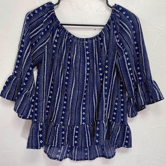 Sanctuary Bell Sleeves Blouse Navy​ - Picture 3 of 8